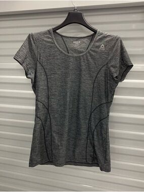 Reebok Women's Dark Gray Heather Short Sleeve Athletic Tee